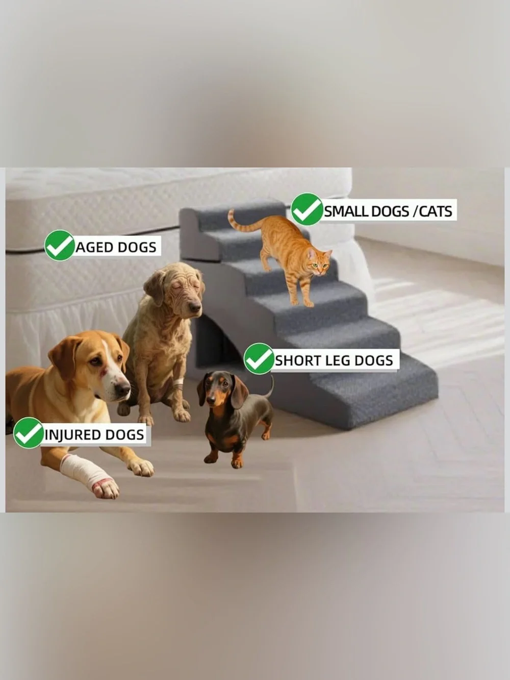 Grey combo Ramp steps for Pets -6 step can be 4 step and /or a 2 step NWOT 30”H